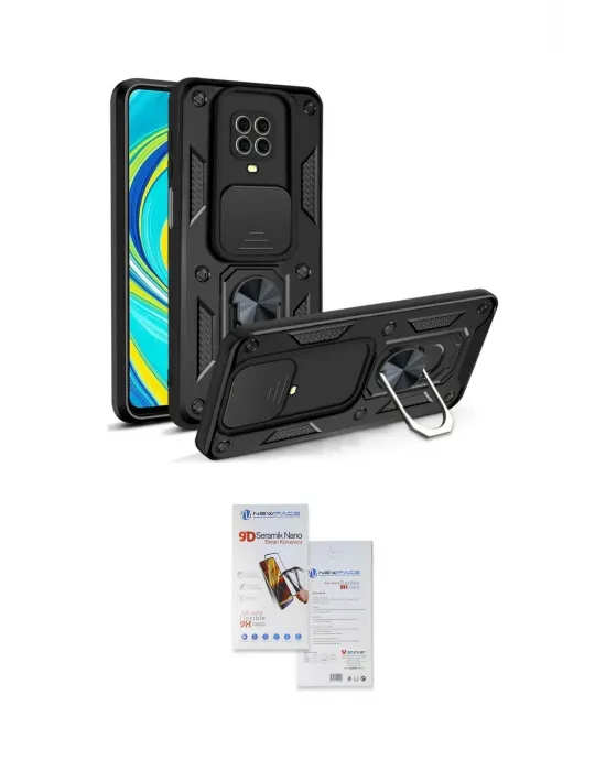 ieg™ Redmi Note 9 Pro Kılıf Ahenk Klasik - Siyah Seramik Nano Ekran Koruyucu