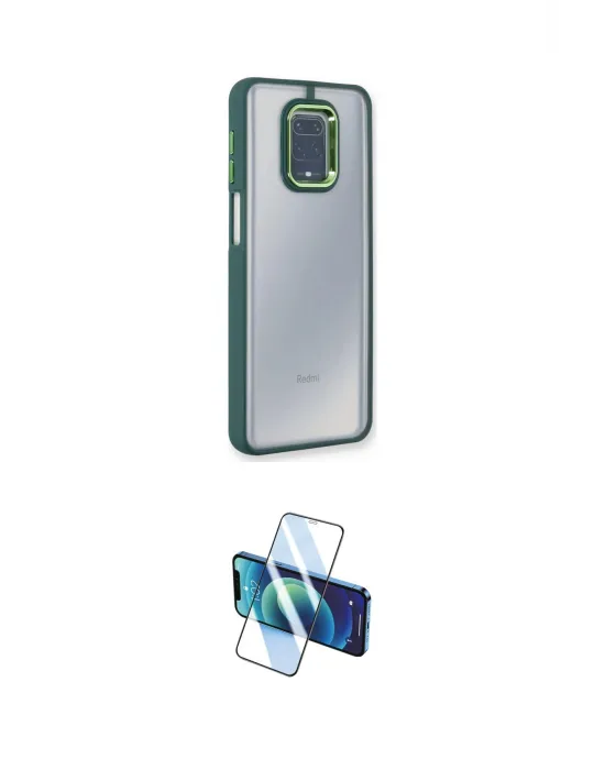 ieg™ Redmi Note 9 Pro Kılıf Eksen Doku Prime - Siyah 3D Antistatik Cam Ekran Koruyucu
