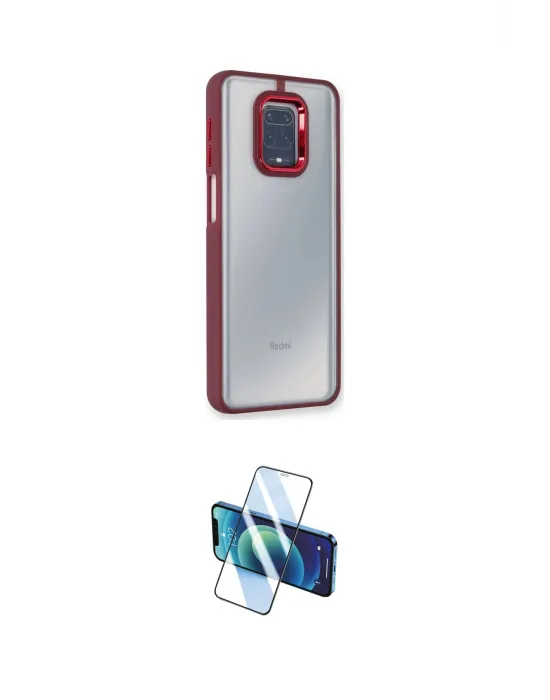 ieg™ Redmi Note 9 Pro Kılıf Eksen Doku Prime - Siyah 3D Antistatik Cam Ekran Koruyucu