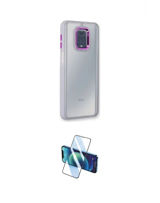ieg™ Redmi Note 9 Pro Kılıf Eksen Doku Prime - Siyah 3D Antistatik Cam Ekran Koruyucu