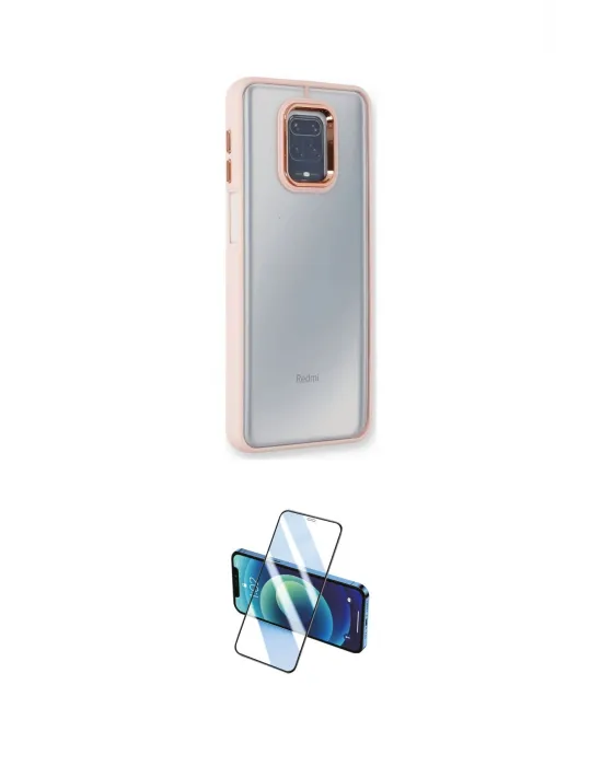 ieg™ Redmi Note 9 Pro Kılıf Eksen Doku Prime - Siyah 3D Antistatik Cam Ekran Koruyucu