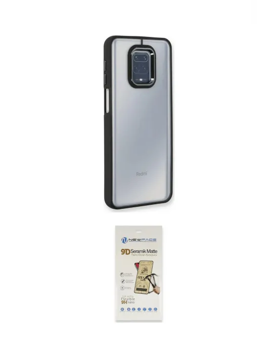 ieg™ Redmi Note 9 Pro Kılıf Eksen Doku Prime - Siyah Mat Seramik Nano Ekran Koruyucu