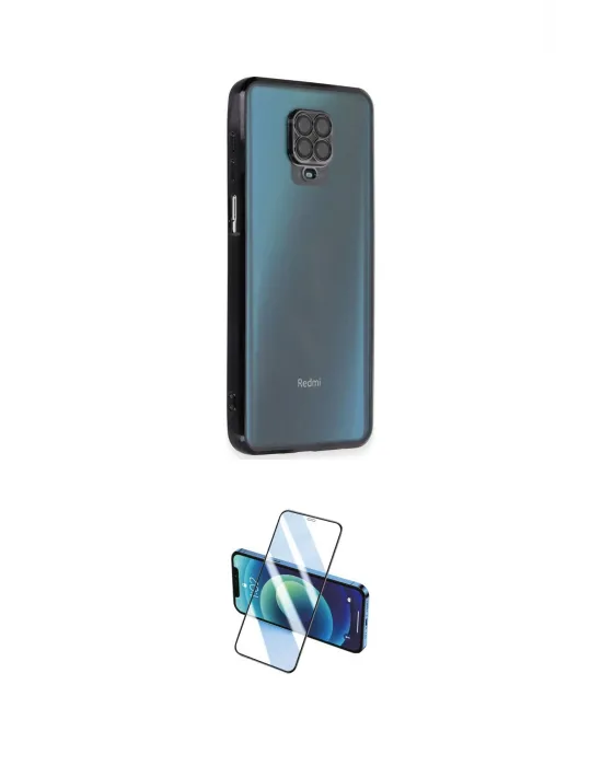 ieg™ Redmi Note 9 Pro Kılıf Vadi Minimal - Siyah 3D Antistatik Cam Ekran Koruyucu
