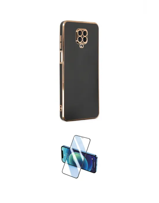 ieg™ Redmi Note 9 Pro Kılıf Yankı Serisi - Siyah 3D Antistatik Cam Ekran Koruyucu