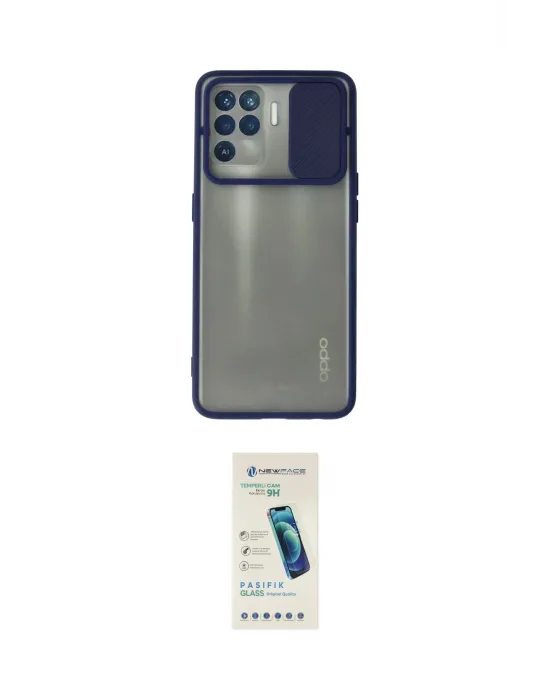 ieg™ Reno 5 Lite Kılıf Vadi Çizgi - Şeffaf Pasifik Cam Ekran Koruyucu