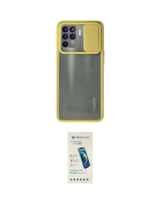 ieg™ Reno 5 Lite Kılıf Vadi Çizgi - Şeffaf Pasifik Cam Ekran Koruyucu