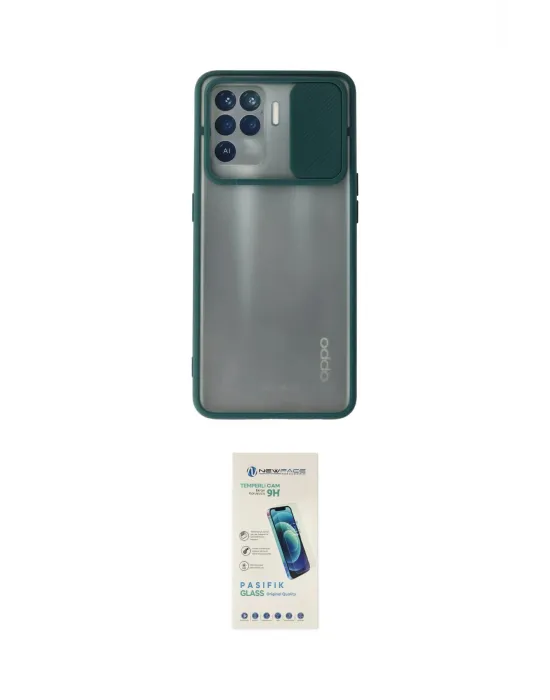 ieg™ Reno 5 Lite Kılıf Vadi Çizgi - Şeffaf Pasifik Cam Ekran Koruyucu