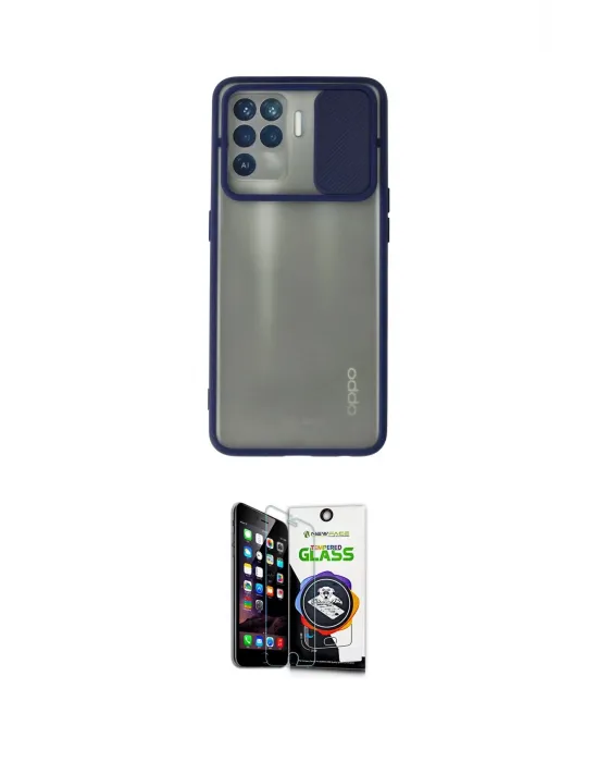 ieg™ Reno 5 Lite Kılıf Vadi Çizgi - Şeffaf Temperli Cam Ekran Koruyucu