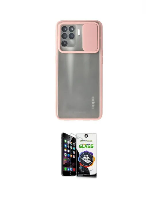 ieg™ Reno 5 Lite Kılıf Vadi Çizgi - Şeffaf Temperli Cam Ekran Koruyucu