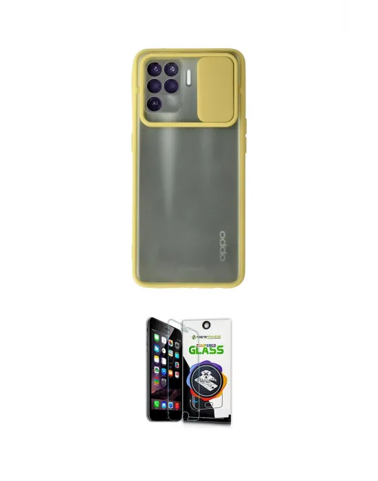 ieg™ Reno 5 Lite Kılıf Vadi Çizgi - Şeffaf Temperli Cam Ekran Koruyucu