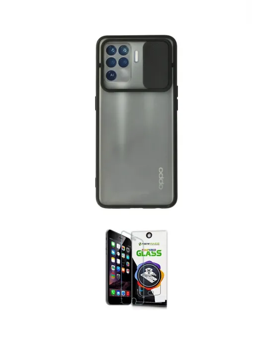 ieg™ Reno 5 Lite Kılıf Vadi Çizgi - Şeffaf Temperli Cam Ekran Koruyucu