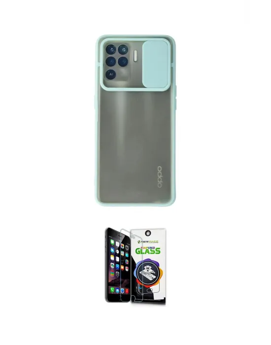 ieg™ Reno 5 Lite Kılıf Vadi Çizgi - Şeffaf Temperli Cam Ekran Koruyucu
