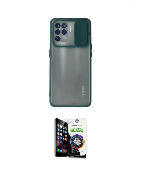 ieg™ Reno 5 Lite Kılıf Vadi Çizgi - Şeffaf Temperli Cam Ekran Koruyucu