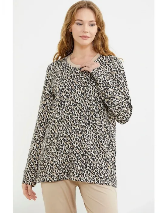 ieg™ Sementa 76413 Rahat Kalıp Leopar Kombinli Pijama Takım