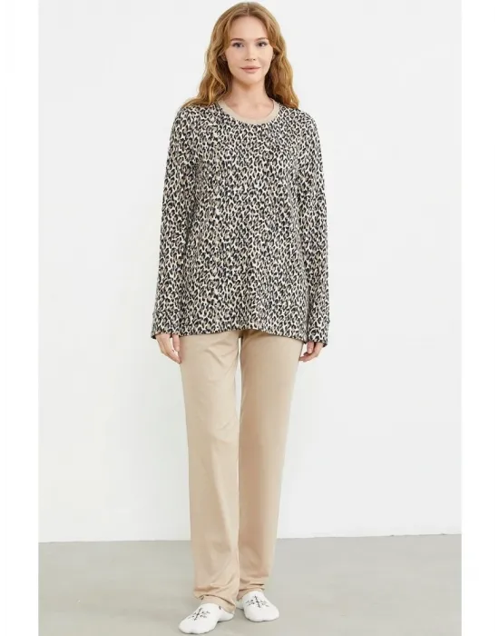 ieg™ Sementa 76413 Rahat Kalıp Leopar Kombinli Pijama Takım