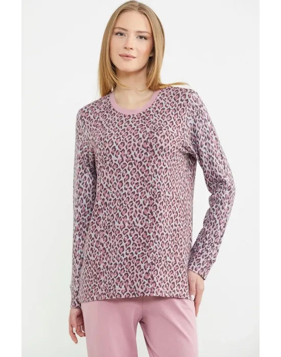 ieg™ Sementa 76413 Rahat Kalıp Leopar Kombinli Pijama Takım