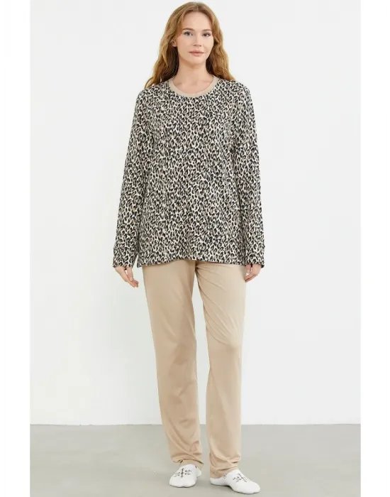 ieg™ Sementa 76413 Rahat Kalıp Leopar Kombinli Pijama Takım