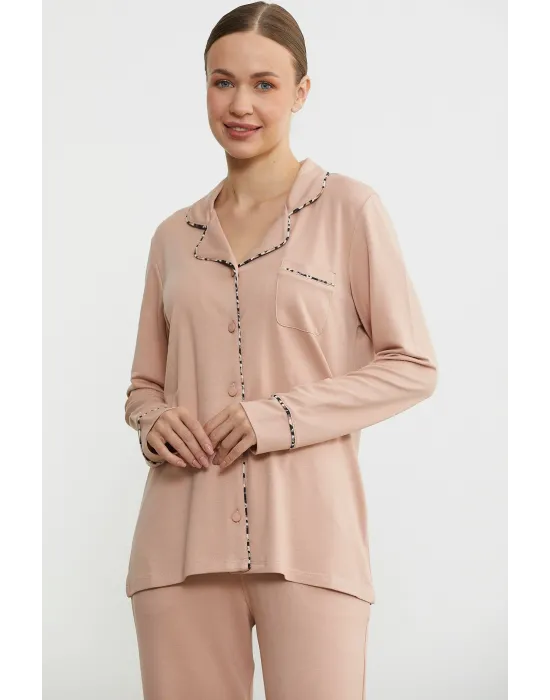 ieg™ Sementa 76444 Düz Renk Gömlek Model Pijama Takım