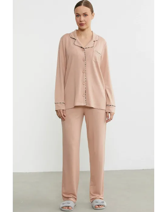 ieg™ Sementa 76444 Düz Renk Gömlek Model Pijama Takım