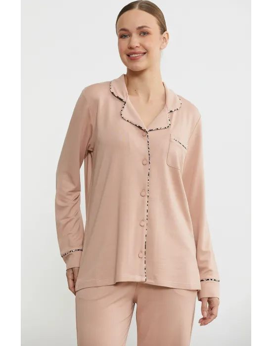 ieg™ Sementa 76444 Düz Renk Gömlek Model Pijama Takım