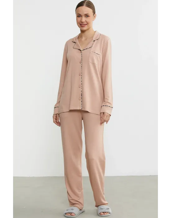 ieg™ Sementa 76444 Düz Renk Gömlek Model Pijama Takım