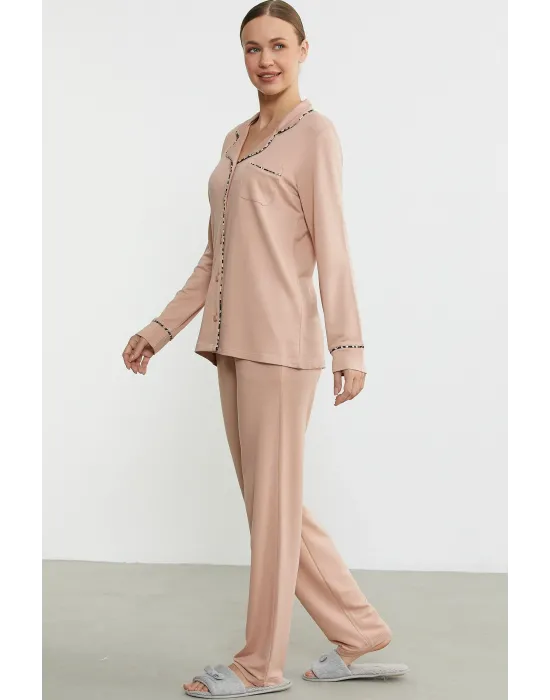 ieg™ Sementa 76444 Düz Renk Gömlek Model Pijama Takım