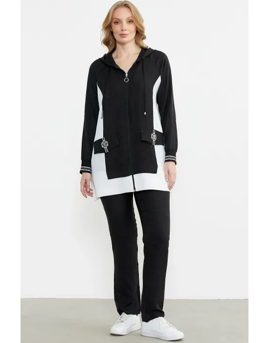 ieg™ Sementa 76448 Keten Görünümlü Kapüşonlu Tunik Takım