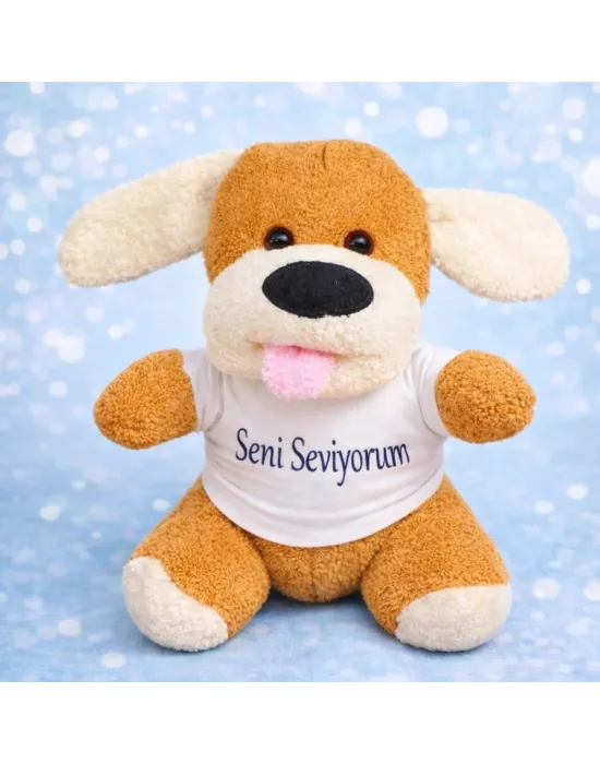 Seni Seviyorum Tişörtlü Sevimli Peluş Köpek