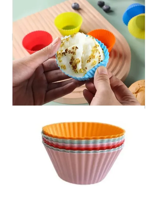 ieg™ Silikon Muffin Kalıbı - Sürekli Kullanım Muffin Kek Kalıbı 6 Adet