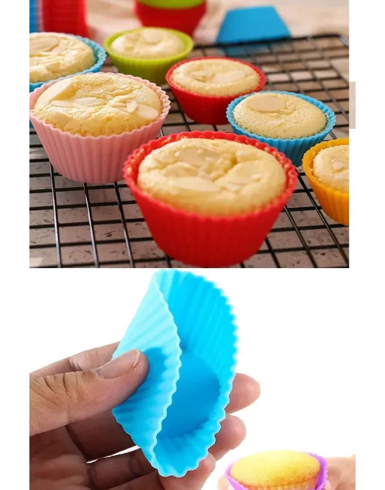 ieg™ Silikon Muffin Kalıbı - Sürekli Kullanım Muffin Kek Kalıbı 6 Adet