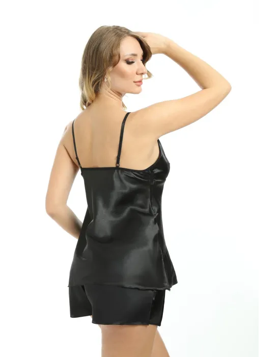 ieg™ Siyah Saten Babydoll Şortlu Takım - 305