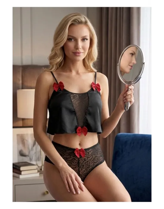 ieg™ Siyah Saten Babydoll Takım - 333-S