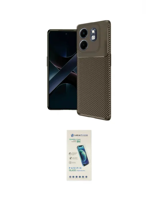 ieg™ Smart 9 4G Kılıf Eksen Form Prime - Şeffaf Pasifik Cam Ekran Koruyucu
