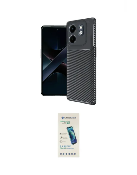 ieg™ Smart 9 4G Kılıf Eksen Form Prime - Şeffaf Pasifik Cam Ekran Koruyucu
