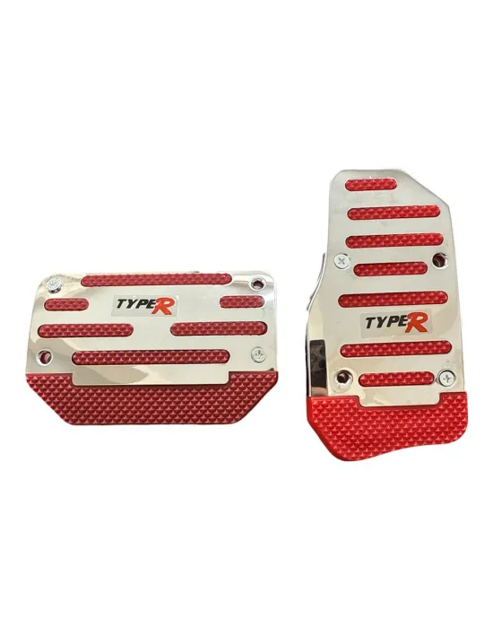 Universal Otomatik Metal Pedal Seti 2 Parça Krom Kırmızı