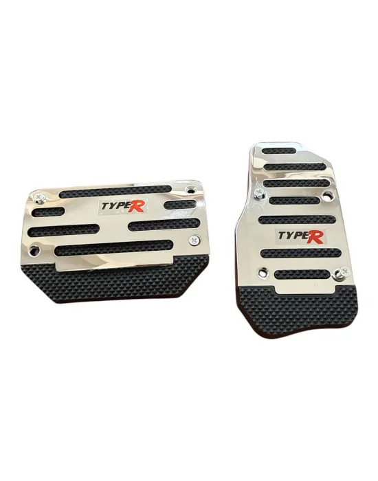 Universal Otomatik Metal Pedal Seti 2 Parça Krom Siyah