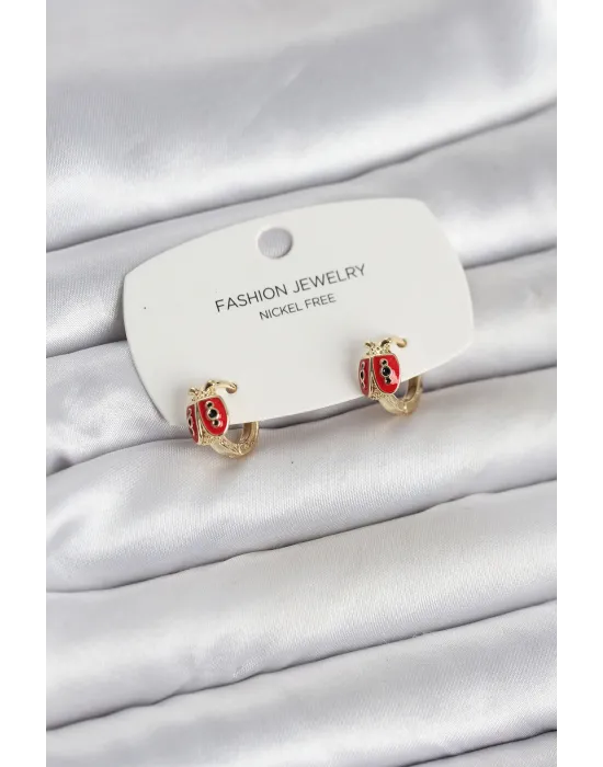 ietaks™ Uğur Böceği Model Gold Renk Pirinç Çocuk Küpe