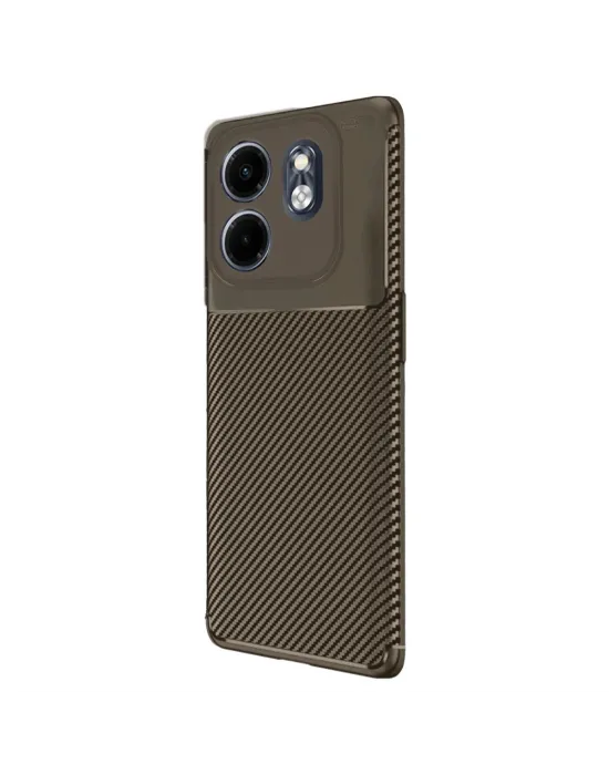 İnfinix Smart 9 Kılıf Auto Focus Karbon Kapak - Kahverengi