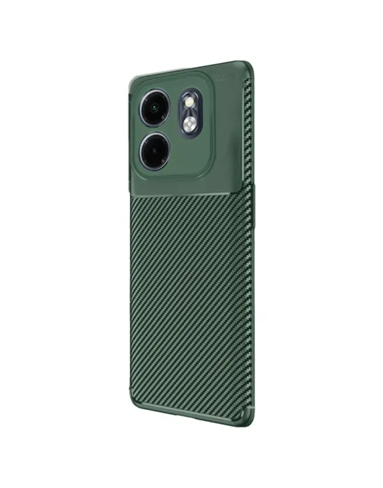 İnfinix Smart 9 Kılıf Auto Focus Karbon Kapak - Koyu Yeşil