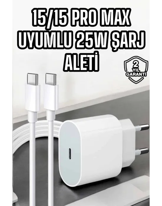İos Uyumlu Type-c Girişli Hızlı Şarj 15/15 Pro Max Adaptör Ve Kablosu