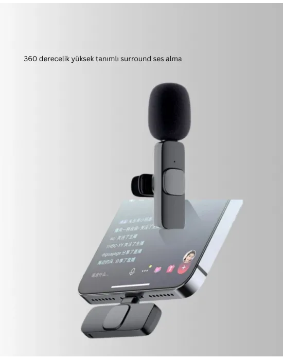 İphone Uyumlu Çift Mikrofonlu Kablosuz Yaka Seti Profesyonel Ses