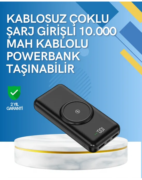İphone Ve Android Uyumlu 10000mah Powerbank – Hem Kablolu Hem Kablosuz