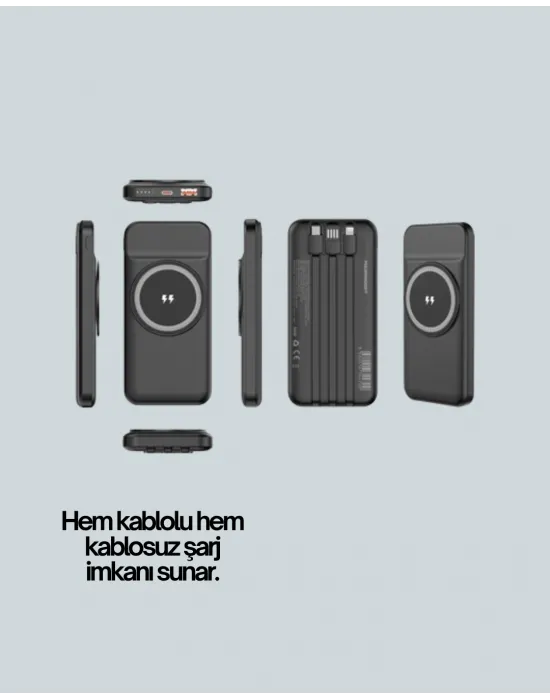 İphone Ve Android Uyumlu 10000mah Powerbank – Hem Kablolu Hem Kablosuz