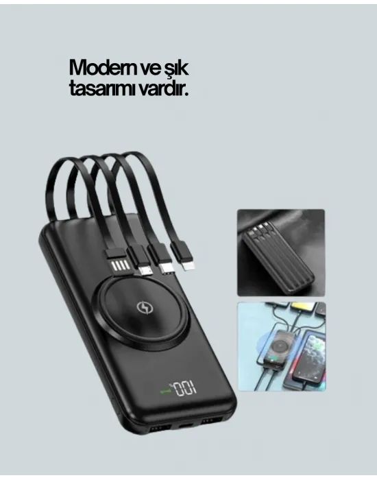 İphone Ve Android Uyumlu 10000mah Powerbank – Hem Kablolu Hem Kablosuz