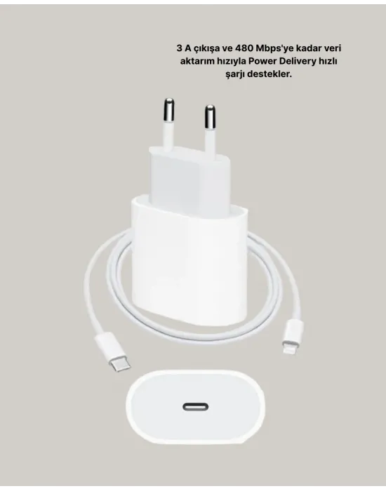 İphone Ve İpad Uyumlu 20w Güvenli Usb-c Hızlı Şarj Adaptörü