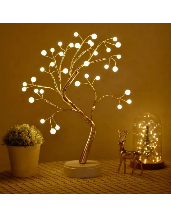 Işıklı Ağaç İnci Led Dekoratif Masa Üstü Led Işık