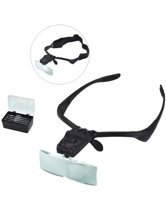 Işıklı Gözlük Büyüteç  5 Farklı Lens 9892b