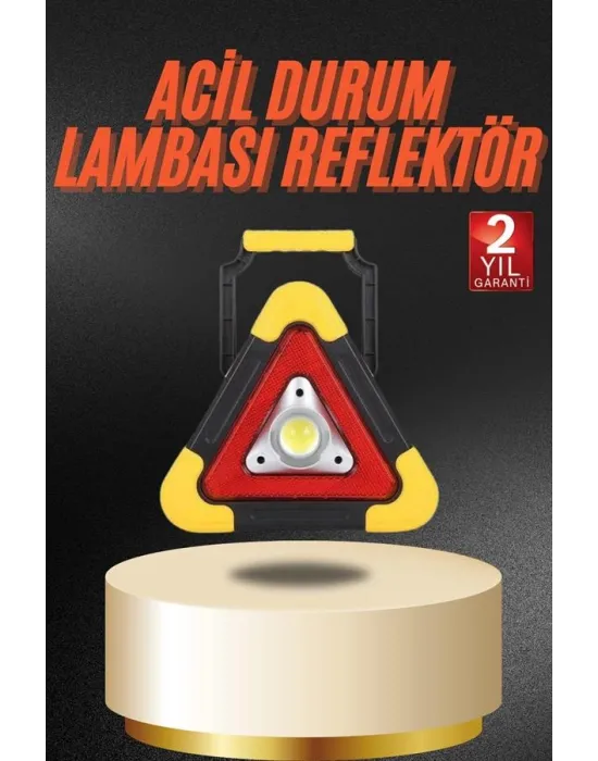 Işıklı İkaz Lambası Reflektör Şarjlı Işıklı Üçgen Led Acil Durum Feneri