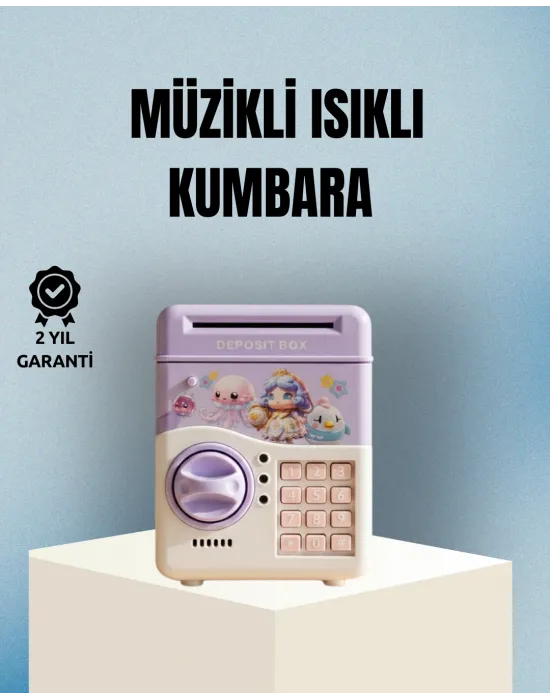 Işıklı Sesli Şifreli Otomatik Para Çeken Kumbara Mor