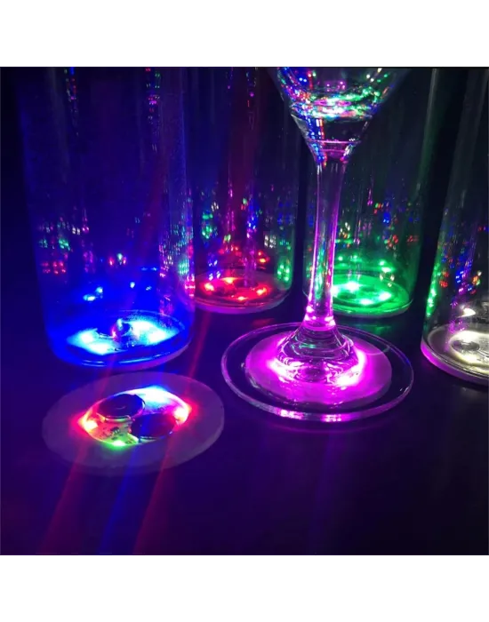 Işıklı Yapışkanlı Bardak Altı Aparatı Ledli 3 Modlu 6 Cm Çap 1 Adet